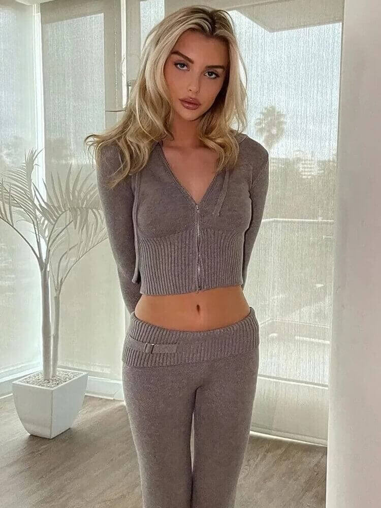 Knit Hoodie Set (2 Pieces)